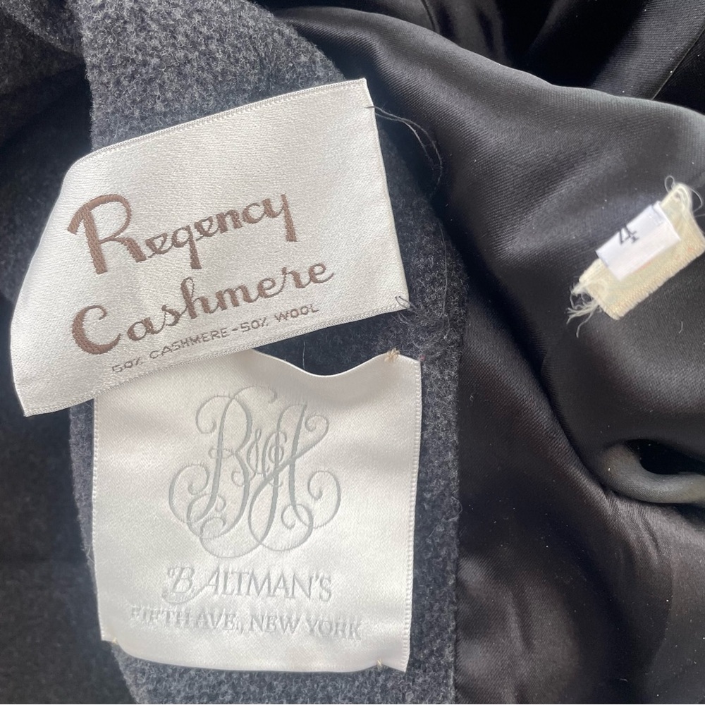 Vintage Union Made Regency Cashmere Baltmans NY Double-Breasted Dark Gray Coat 4 - Picture 13 of 15